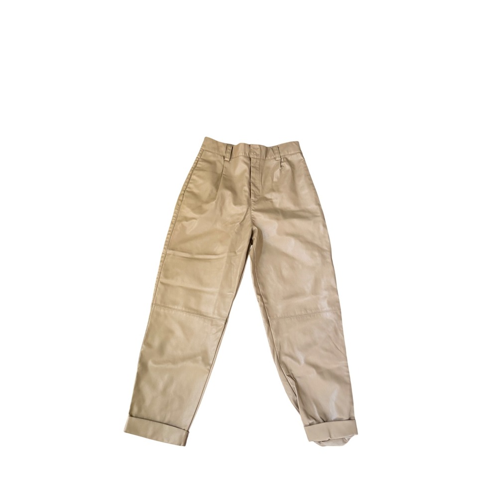 Zara Beige High-Rise Tapered Trousers